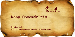 Kopp Annamária névjegykártya